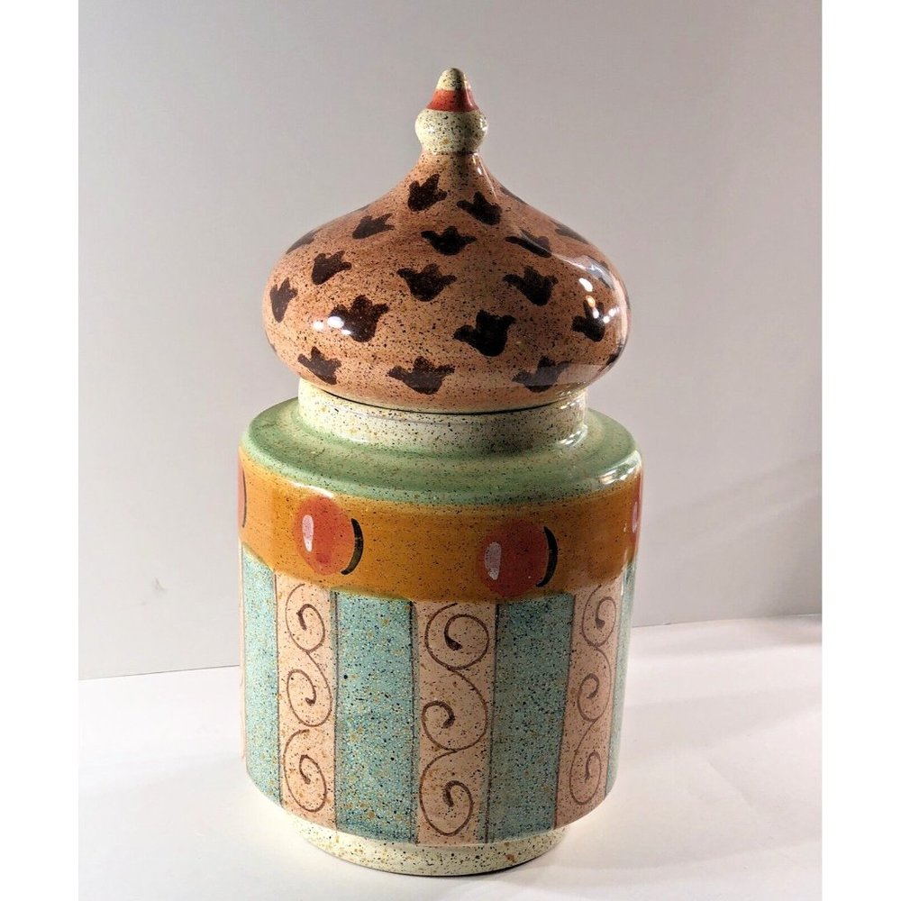 Horchow Medici Canister cookie Biscotti Jar Made In Italy Medium 12" with Lid